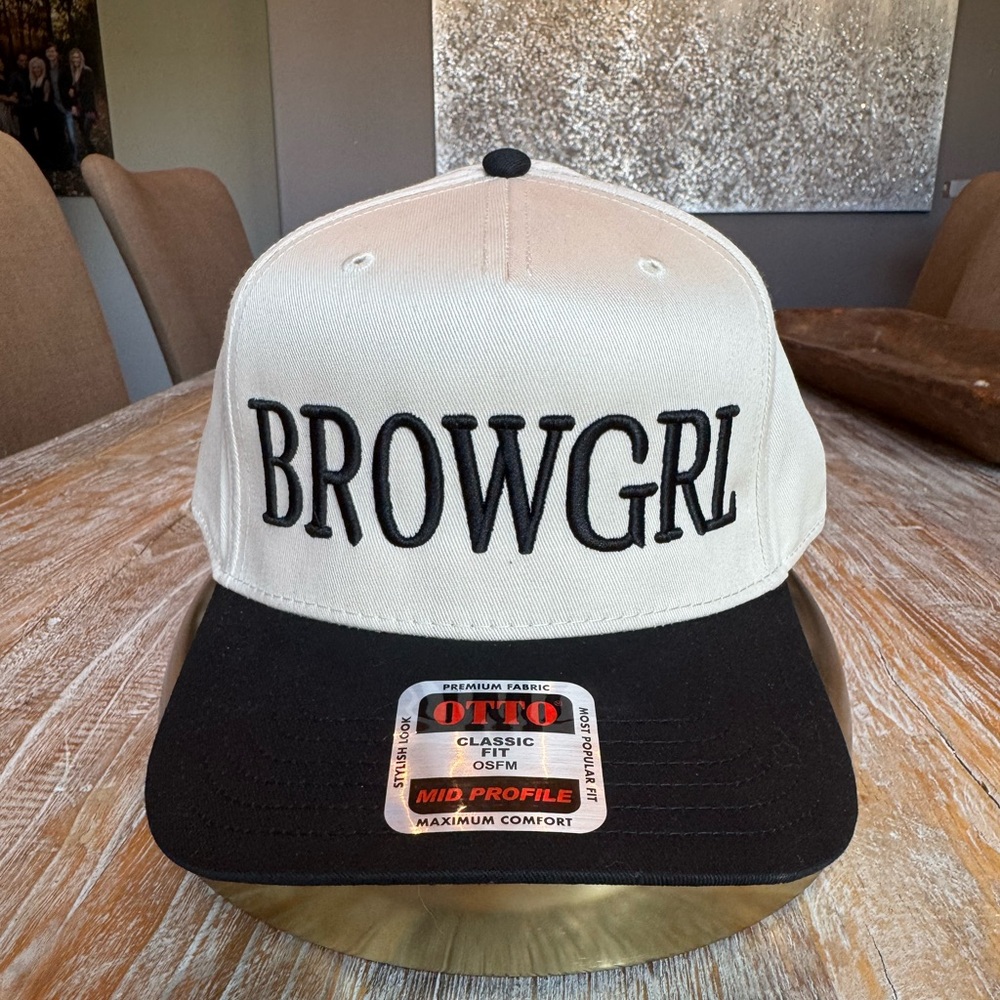 Black and White BROWGRL thick embroidered Cap hat